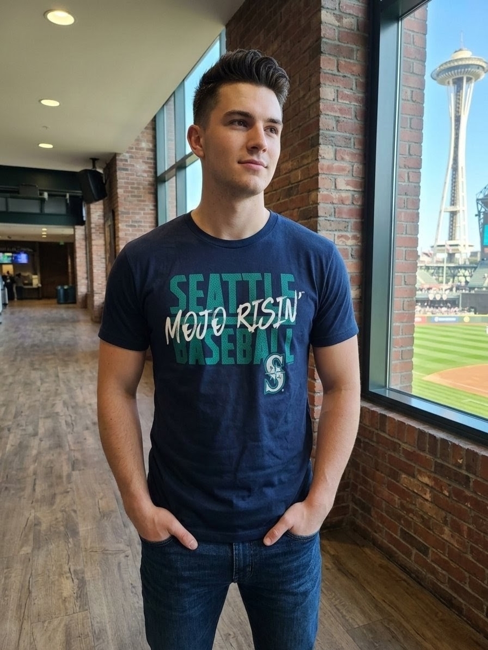 MLB Seattle Navy & Teal 'Mojo Risin' Graphic Tee